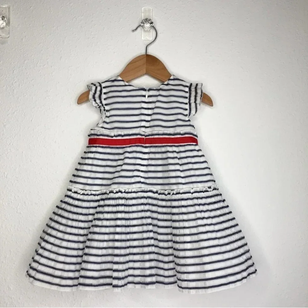 Mayoral Chic dress flutter sleeve blue and white stripe size‎ 18 months